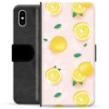 iPhone X / iPhone XS Premium Lompakkokotelo - Sitruunakuvioinen