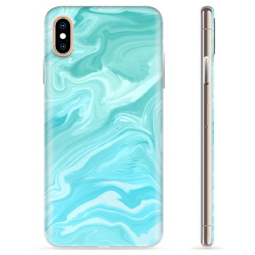 iPhone X / iPhone XS TPU Suojakuori - Sininen Marmori