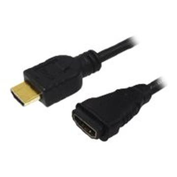 LogiLink Jatkokaapeli Ethernetillä - HDMI uros -> HDMI naaras - 1m - Musta