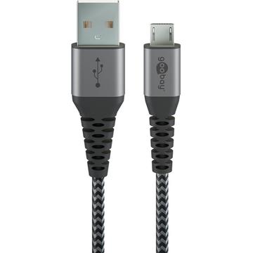 Goobay MicroUSB / USB-A kaapeli - 0.5m - Tähtiharmaa / hopea
