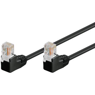 Goobay RJ45 2x 90 Asteen Kulma Verkkokaapeli U/UTP CAT 5e - 2m - Musta