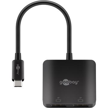 Goobay USB-C - Dual DisplayPort - Musta