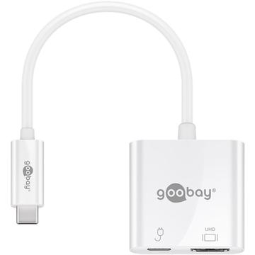 Goobay USB-C - HDMI & USB-C PD 60W Sovitinkaapeli - Valkoinen