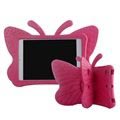 iPad Mini 2, iPad Mini 3 3D Shockproof Lasten Kotelo - Butterfly - Kuuma Pinkki