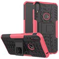 Asus Zenfone Max Pro (M1) Anti-Slip Hybridikotelo Stand-Toiminnolla - Musta / Kuuma Pinkki