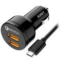 Aukey Cc-T8 Qualcomm Quick Charge 3.0 Autolaturi - Kaksois- Usb
