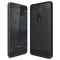 Nokia 5 Harjattu TPU Suojakuori - Hiilikuitu - Musta