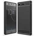 Sony Xperia XZ1 Compact Harjattu TPU Suojakuori - Hiilikuitu - Musta