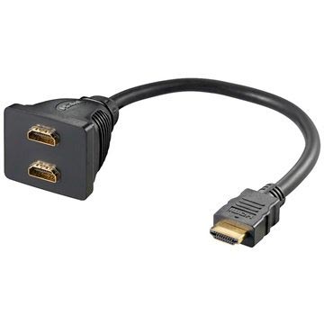 HDMI / 2x HDMI Sovitini, jossa on kullatut kontaktit - 10cm