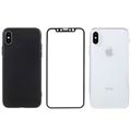 iPhone X / iPhone XS NXE Perfect Suit Suojaussetti - Musta / Läpinäkyvä