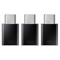 Samsung EE-GN930KB MicroUSB / USB C-tyypin Adapteri - Musta - 3-Pakkaus