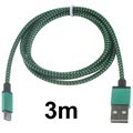 Ensiluokkainen USB 2.0 / MicroUSB - Kaapeli - 3m - Vihreä