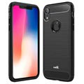 Saii Harjattu iPhone XR TPU Suojakuori - Hiilikuitu - Musta