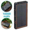 Vedenpitävä Kaksois-USB Varavirtalähde Aurinkokennolla - 10000mAh - Oranssi / Musta