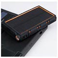 Vedenpitävä Kaksois-USB Varavirtalähde Aurinkokennolla - 10000mAh - Oranssi / Musta