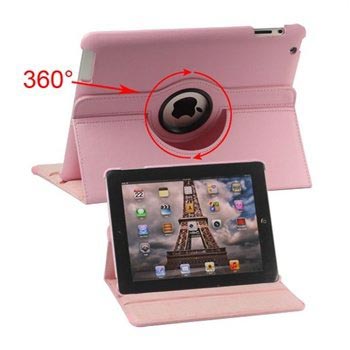 Pyörivä Nahkakotelo - iPad 2, iPad 3, iPad 4 - Vaaleanpunainen