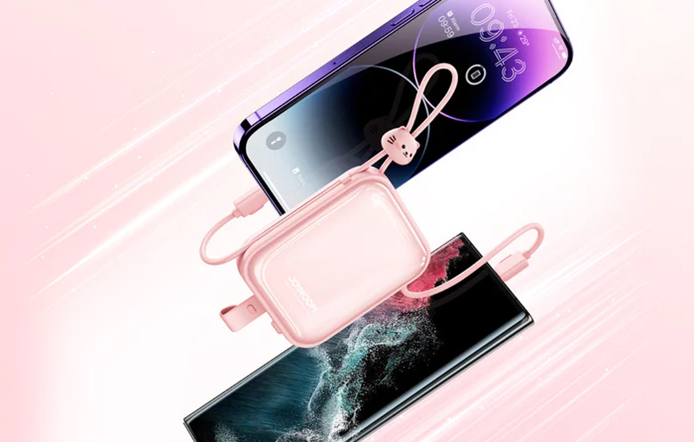 Joyroom JR-L009 Cutie Power Bank 10000mAh ja USB-C & Lightning-kaapelit - 12W - sininen - sininen