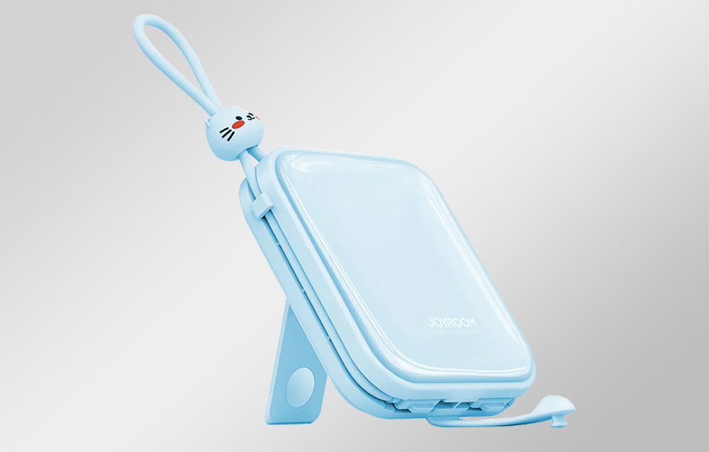 Joyroom JR-L008 Cutie Power Bank 10000mAh ja USB-C & Lightning kaapelit - 22.5W - sininen