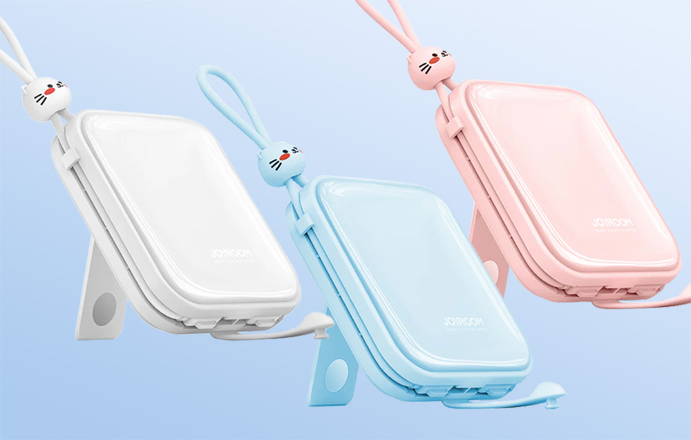 Joyroom JR-L008 Cutie Power Bank 10000mAh ja USB-C & Lightning kaapelit - 22.5W - sininen