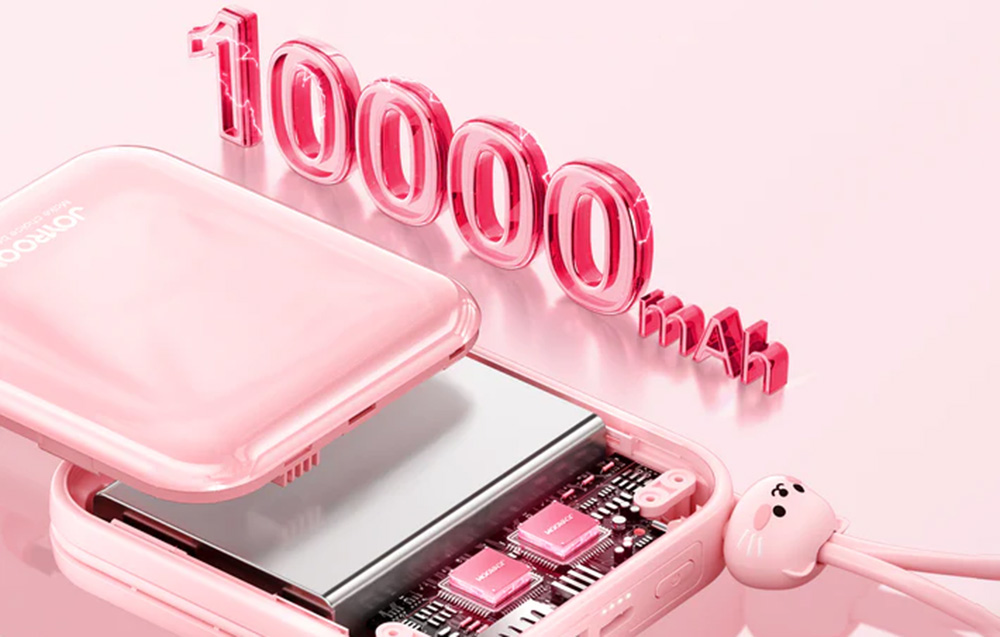 Joyroom JR-L008 Cutie Power Bank 10000mAh ja USB-C & Lightning kaapelit - 22.5W - sininen