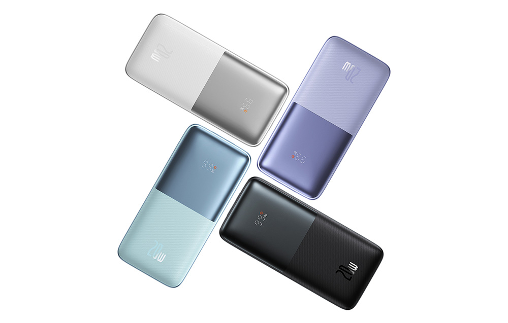 Baseus Bipow Pro Digital Display pikalataus Power Bank 10000mAh/20W - 2xUSB, USB-C - sininen - sininen