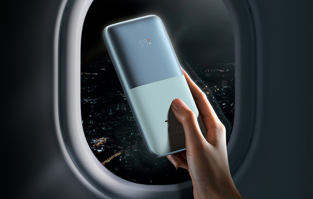 Baseus Bipow Pro Digital Display pikalataus Power Bank 10000mAh/20W - 2xUSB, USB-C - sininen - sininen
