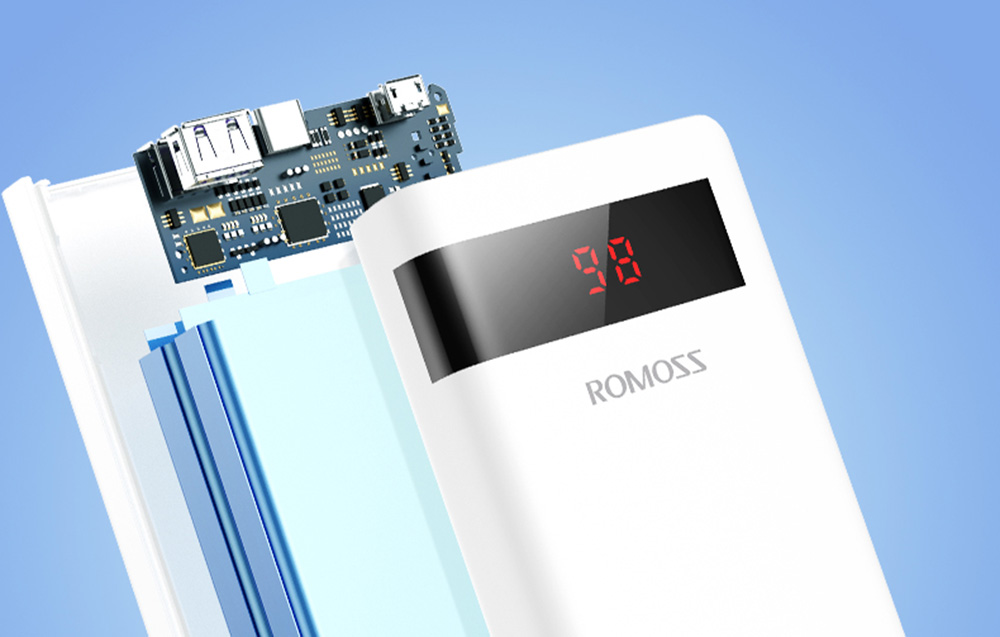 Romoss Sense6PS Pro 30W Power Bank 20000mAh - USB-C, 2x USB-A - valkoinen