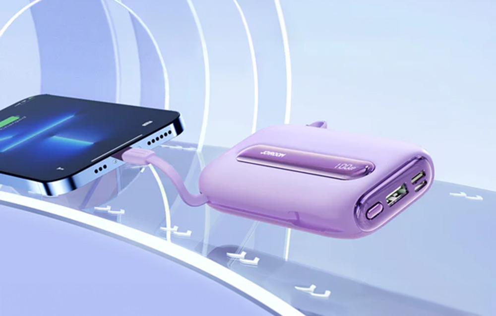 Joyroom JR-L012 Plus 20000mAh tehopankki USB-C, Lightning-kaapelit - 22.5W - violetti