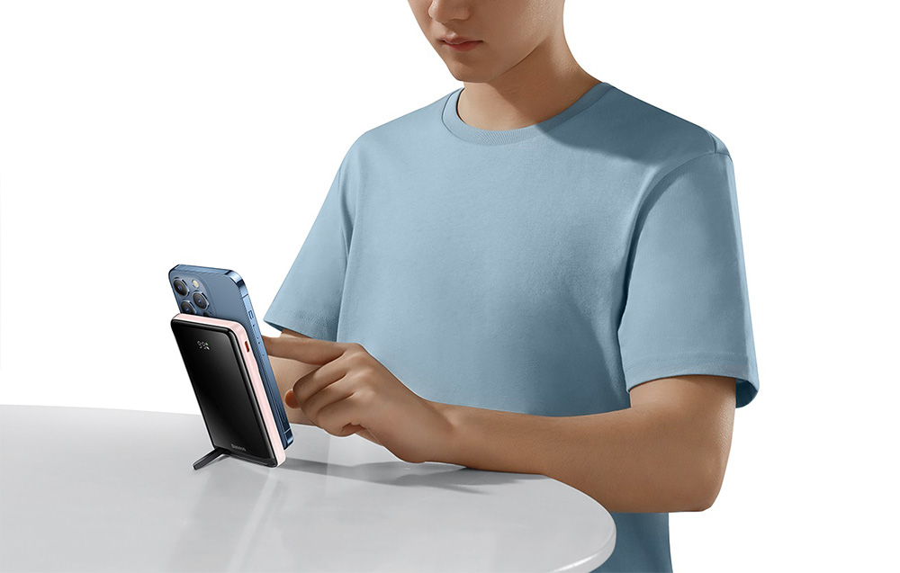 Baseus Magnetic Wireless Power Bank 10000mAh - USB-C 20W, MagSafe-yhteensopiva - vaaleanpunainen väri