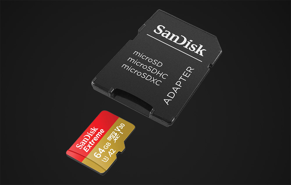 SanDisk Extreme microSDXC UHS-I U3-muistikortti SDSQXAH-064G-GN6AA - 64GB