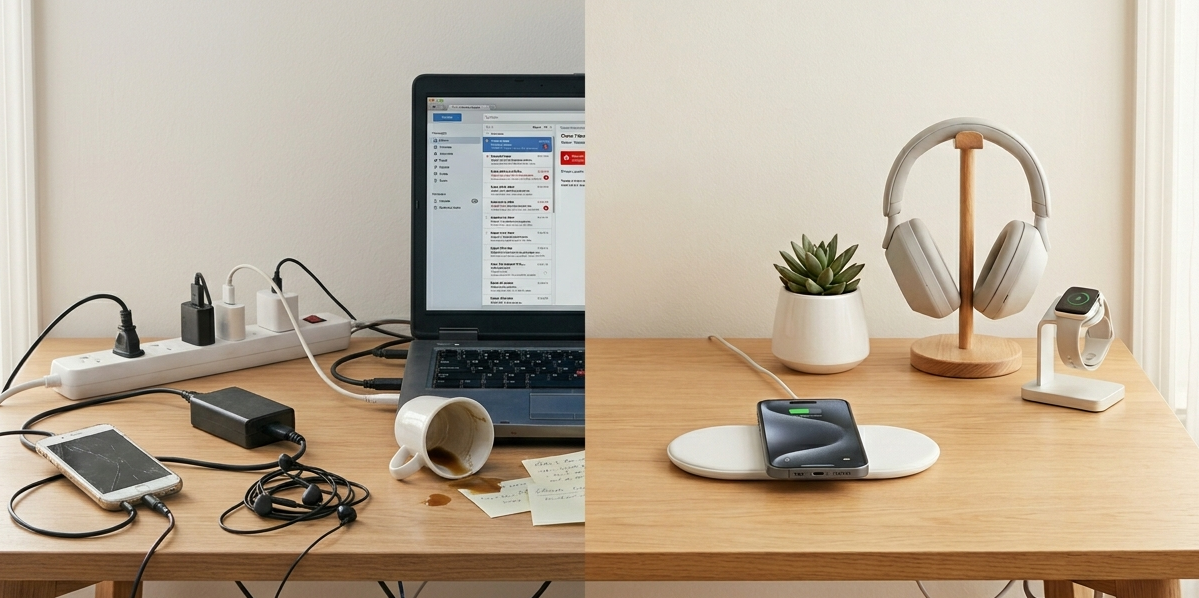 Minimalistinen set-up ilman kaapelikaaosta